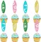 24PCS Surfboard Cupcake Toppers Holiday Beach Surf Cupcake Picks Surfing Theme Birthday Party Baby Shower Cake Decorations Supplies